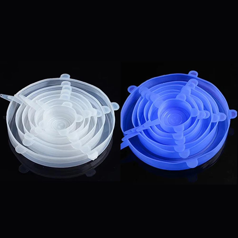Couvercle silicone extensible cercle bleu blanc 2