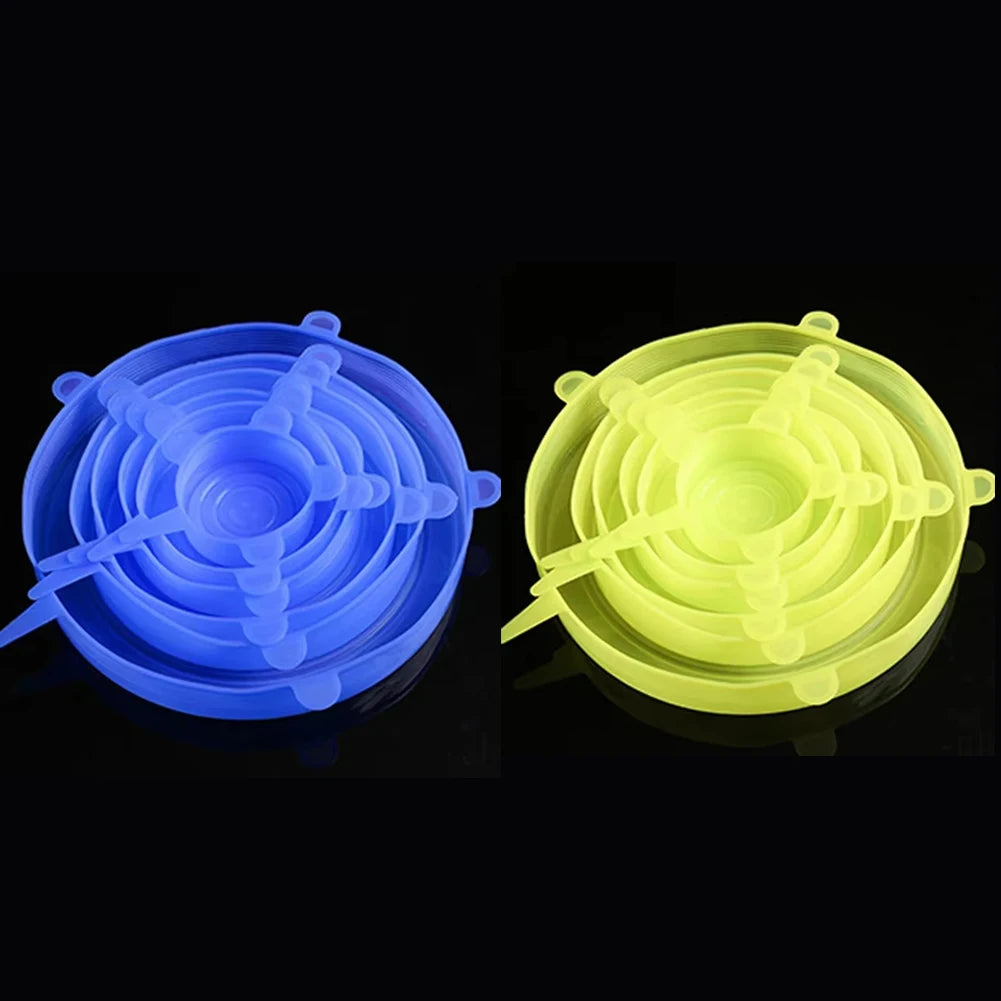 Couvercle silicone extensible cercle bleu jaune