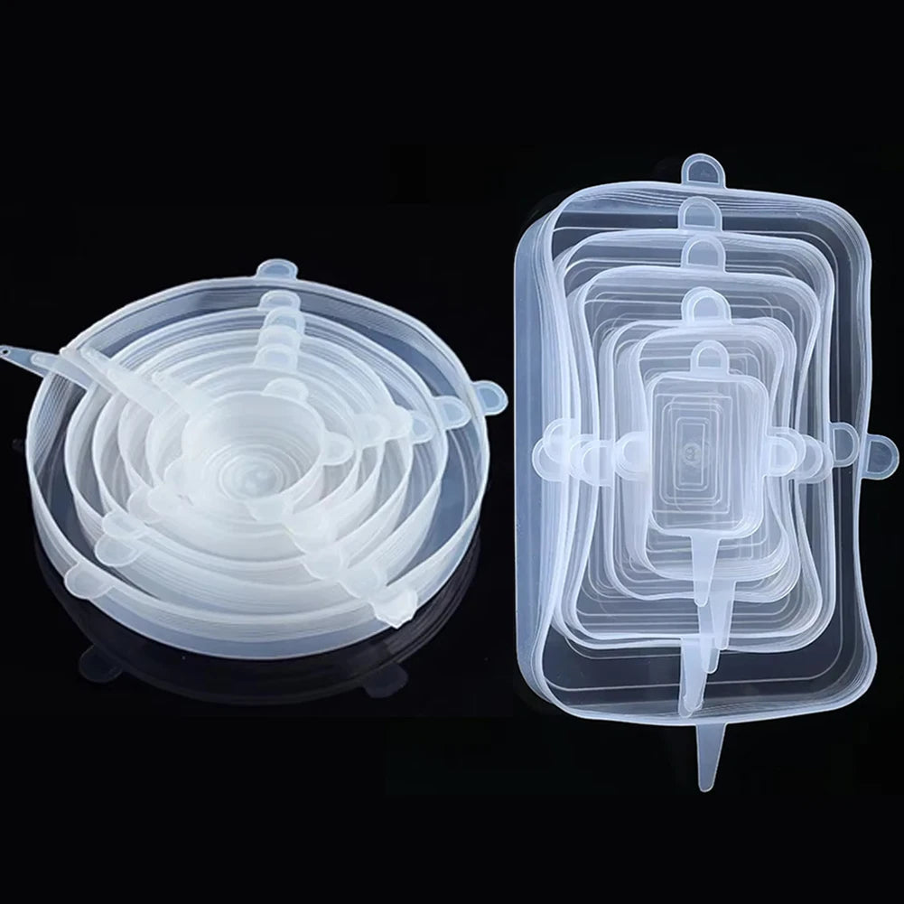 Couvercle silicone extensible cercle rectangle blanc