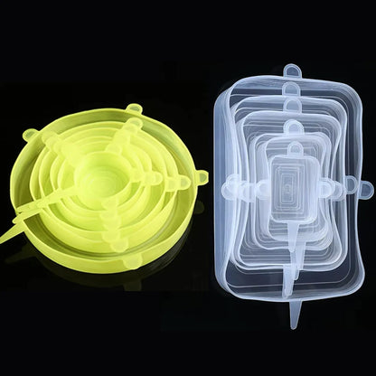Couvercle silicone extensible cercle rectangle jaune blanc