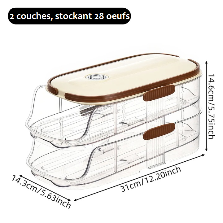 rangement oeufs double 2  etage 28 oeufs dimension